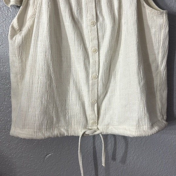 Madewell Cream Off Shoulder Button Cap Sleeve Blouse - Picture 4 of 8